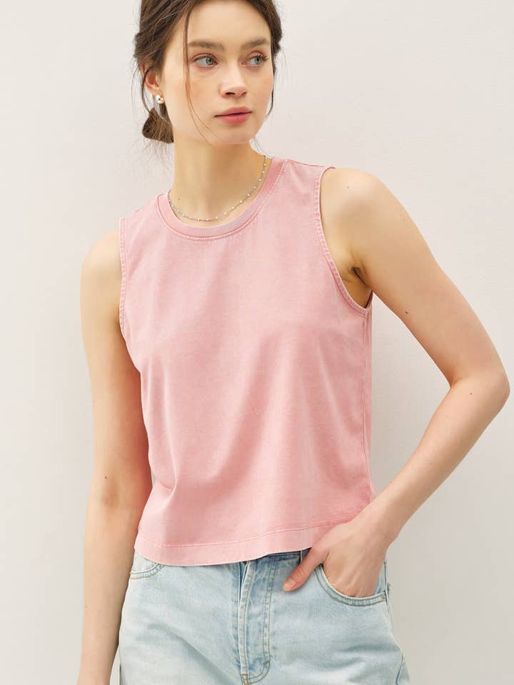 ACID WASH BOXY CUT TANK for wholesale by Be Cool