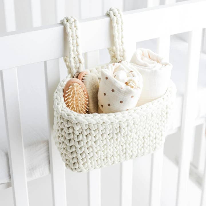 100% Cotton Baby Crib Organizer – White for wholesale by Cherubin Chic