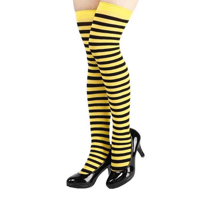 KBW Global Corp. - Wholesale Socks - Unisex - Bumblebee Striped Thigh High Socks — One Size Fits Most