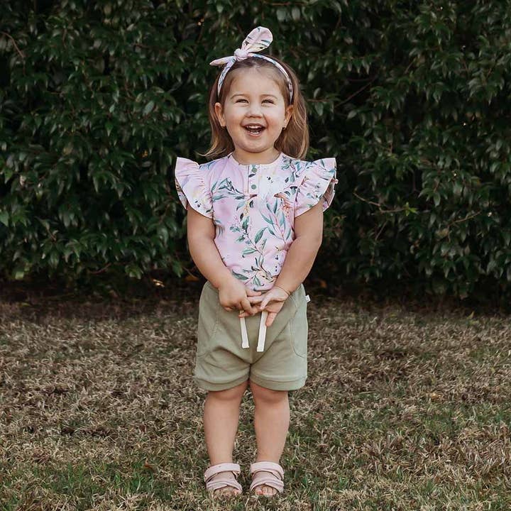 Snuggle Hunny - Wholesale Bodysuit (non-footed) – Baby - Cockatoo Short Sleeve Organic Bodysuit with Frill10