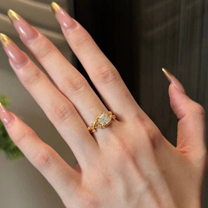 LanLivia - Wholesale Multi-Stone Ring - Gold Vermeil Flower Branch Ring1