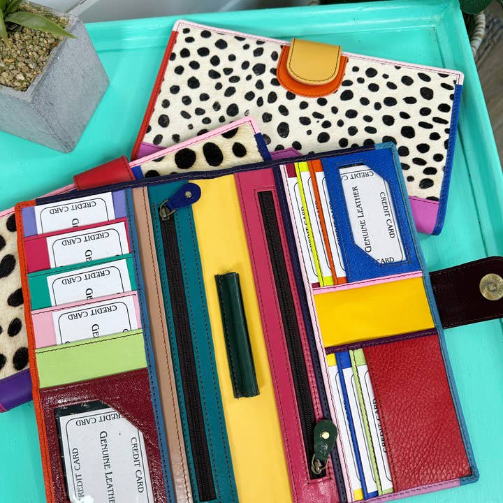 Folklore Couture - Wholesale Wallet - Women's - Colorful Polka Dot Large Wallet | Nash Leather Travel Wallet1