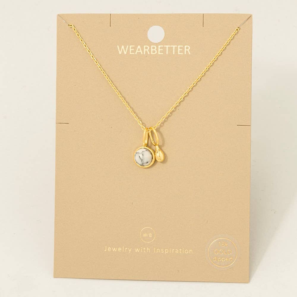 Fame Accessories - Venta al por mayor Collares con colgantes/abalorios - Collar con colgante de lágrima y mini gema bañada en oro7