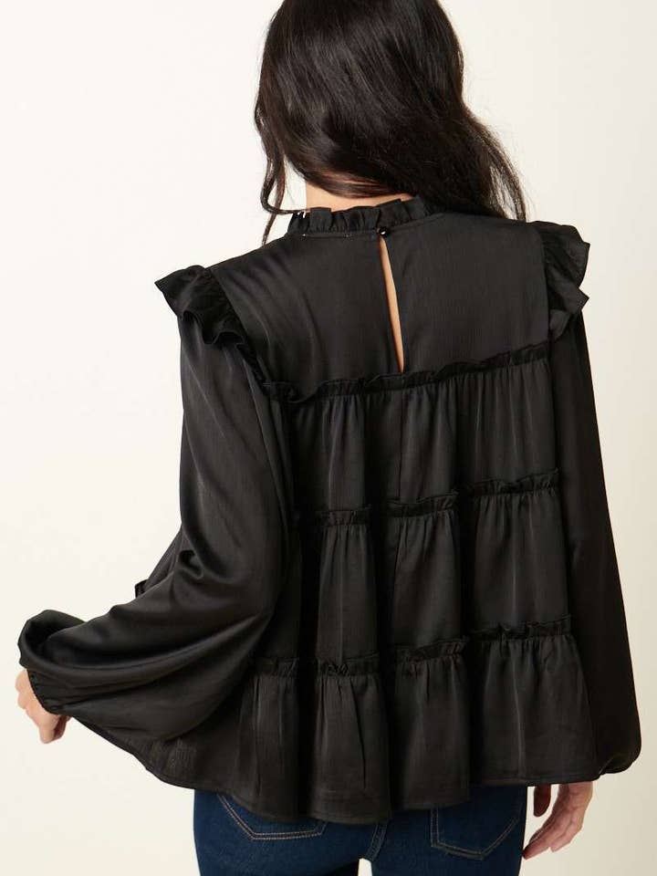 mittoshop - Wholesale Blouse - Women's - SATIN RUFFLE TIER DETAIL BLOUSE10