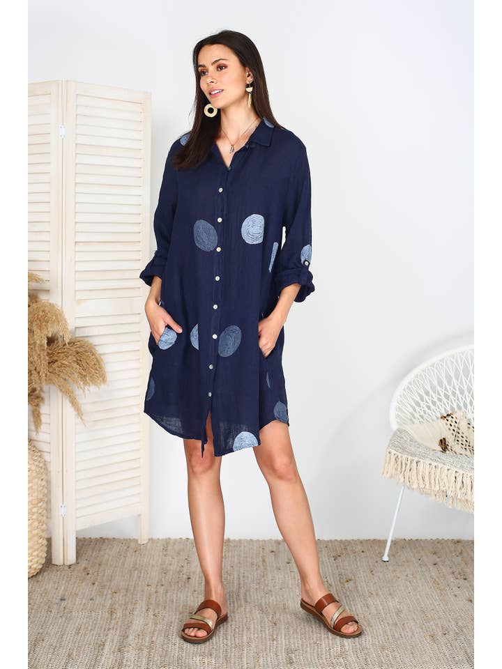 ORNELLA PARIS - Wholesale Dress - Women's - LEL-R197A linen dress