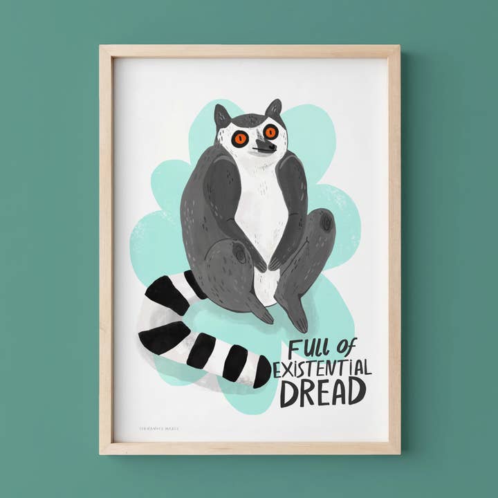 Full of Existential Dread Lemur Digital Art Print for wholesale by Fernandes Makes