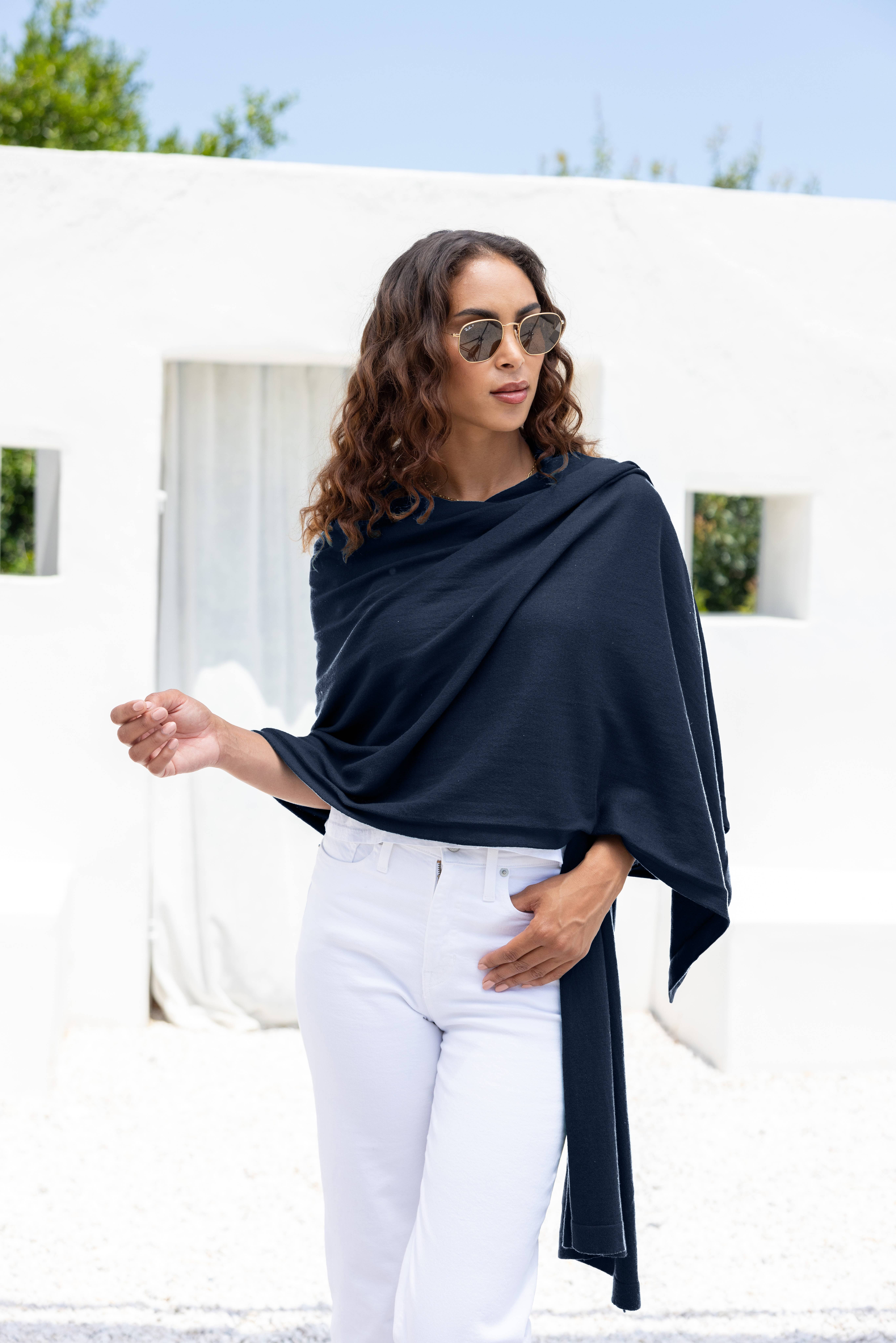 zestt organics - Wholesale Scarf - Women's - Dreamsoft Organic Cotton Travel Scarf - Oxford Blue4