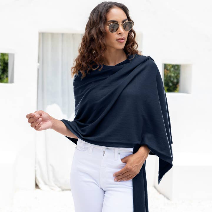 zestt organics - Wholesale Scarf - Women's - Dreamsoft Organic Cotton Travel Scarf - Oxford Blue4