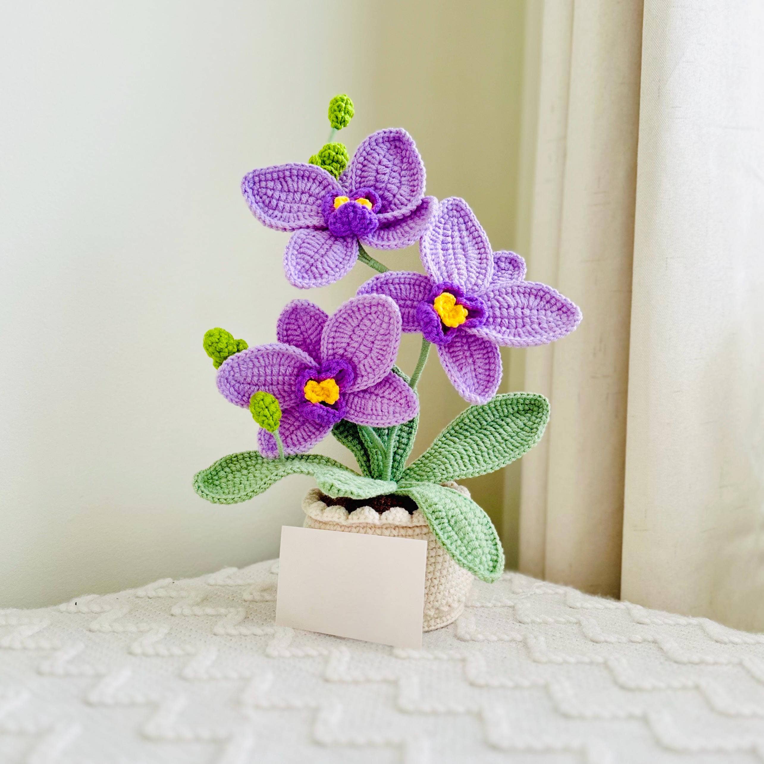 TOMOPOD LLC - Vente Peluche – enfant et bébé - Orchidée au crochet, Fleur au crochet, Décoration d'orchidée faite main pour la maison5