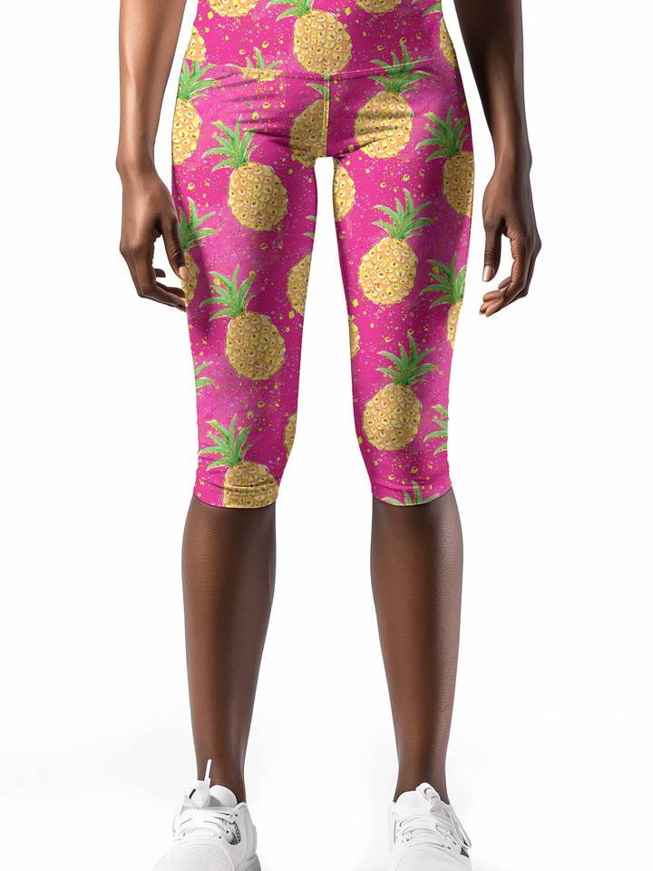 Leggings Capri da Yoga Performance Rosa Ellie Piña Colada - Donna per la vendita all'ingrosso da parte di Pineapple Clothing