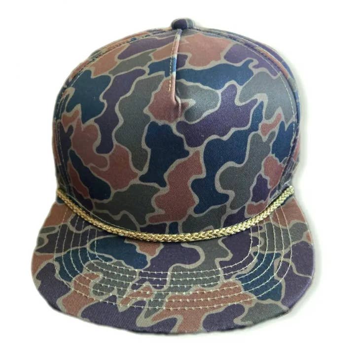 ThatsRad - Wholesale Flat Brim Cap - Men's - Five Panel Camouflage Camo Rope Snapback Hat Cap