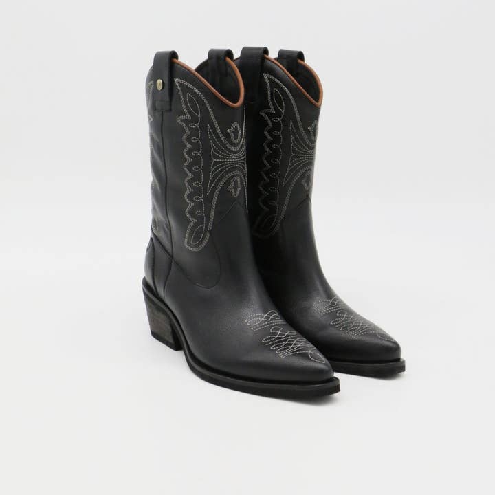 Unstoppable western cowboy boots black leather womens shoes for wholesale on Faire