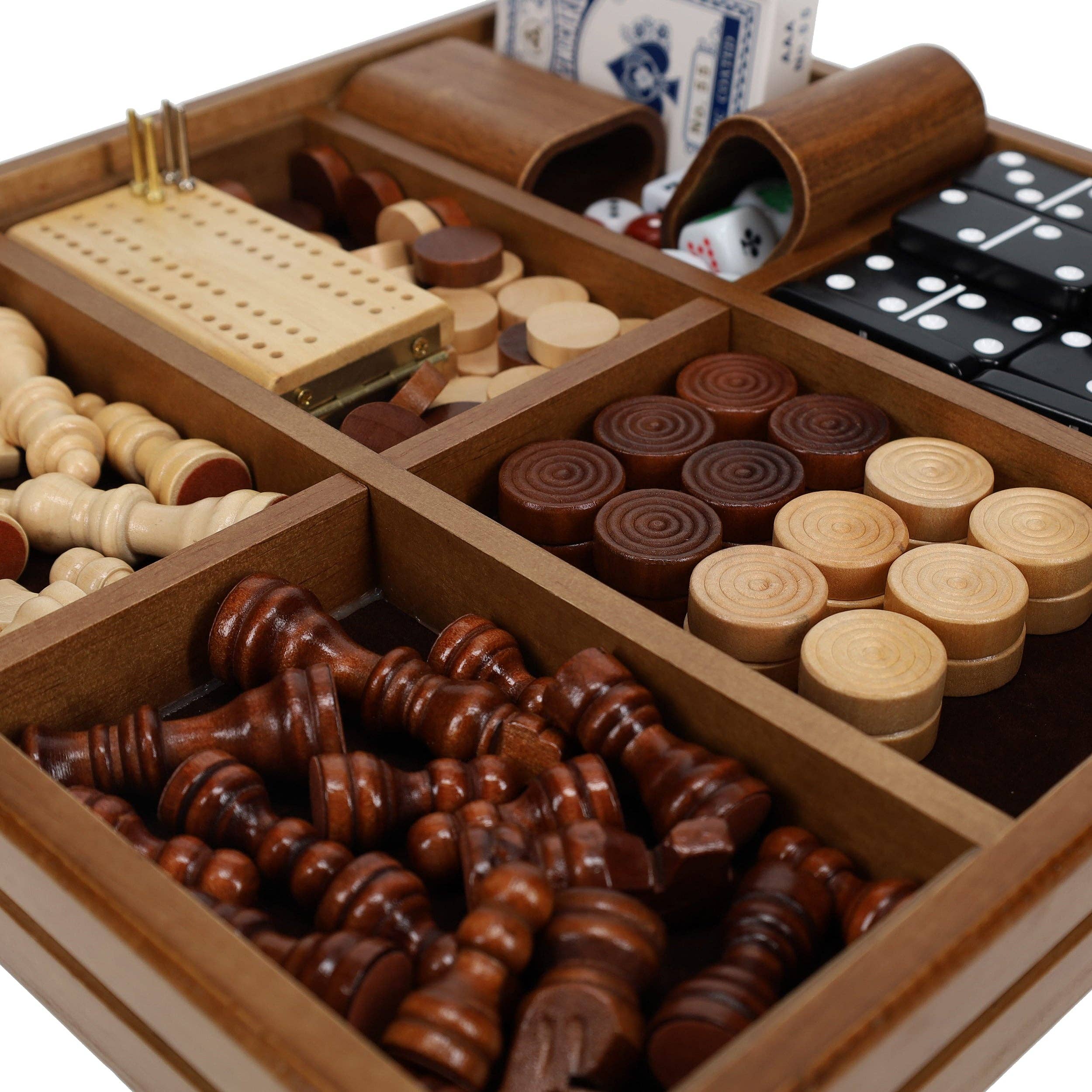 Wood Expressions - Vendita all'ingrosso Giochi da tavolo - Set da gioco combinato 7 in 1 in legno di noce7