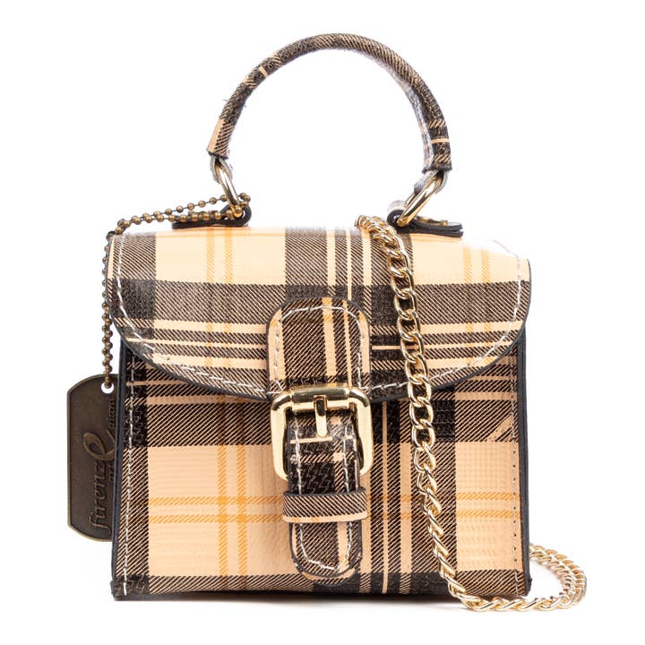 Annicco mini borsa a mano. Vera pelle tartan. per la vendita all'ingrosso da parte di FIRENZE ARTEGIANI