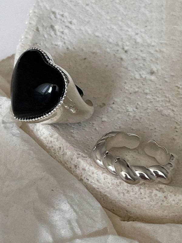 BLACK Adjustable Heart Shape Rings Accessories for wholesale on Faire9