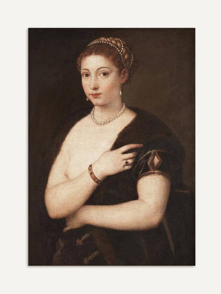 Éclat de perles – Impression d'art de portrait de la Renaissance pour la vente par Modern Antique Prints