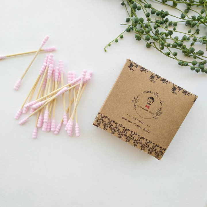 Smile Boutiques - Wholesale Cotton Swab/Q-Tip - Organic Bamboo Cotton Buds - Biodegradable - 100 Pack