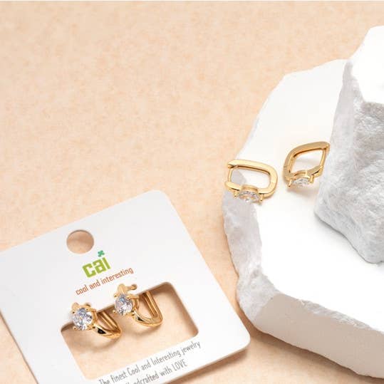 combo chunky stone huggie hoop earring assortment for wholesale by Cool and Interesting