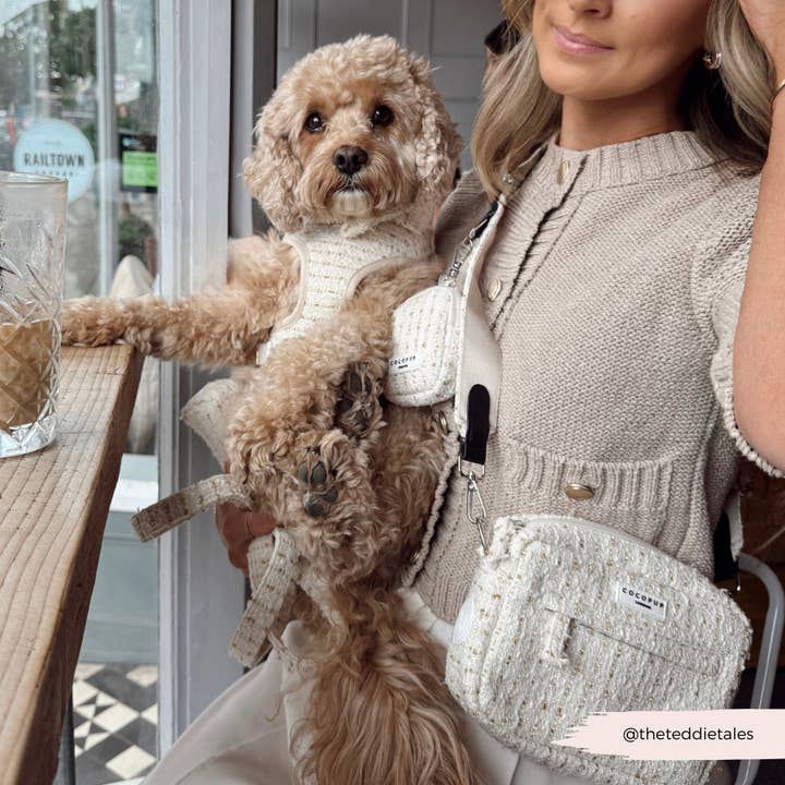 Cocopup London - Wholesale Pet harness – Dog - Vanilla Textured Tweed Adjustable Neck HARNESS5