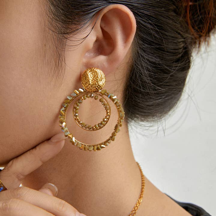 Esther - hængende øreringe med cirkler for engroshandel hos Lovelika