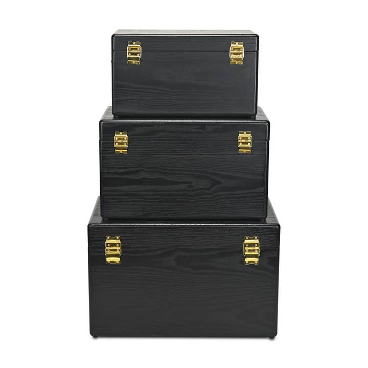 Cheungs Home Decor - Wholesale Trunk - Sable Set of 3 Trunks with Gold Handles7