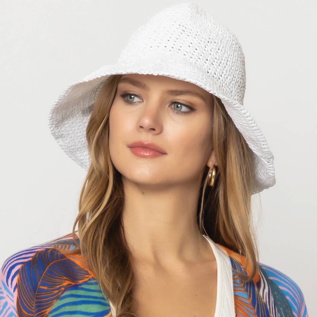 Fashion City - Wholesale Bucket Hat - Women's - Solid Colored Straw Bucket Hat8