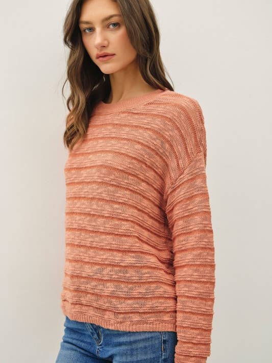 Struktureret Stribet Strandagtig Sweater for engroshandel hos MintChoco