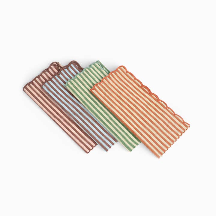 Craft Boat - Wholesale Dinner & Cloth Napkin - BLOCK PRINTED SCALLOPED NAPKIN - GREEN 3