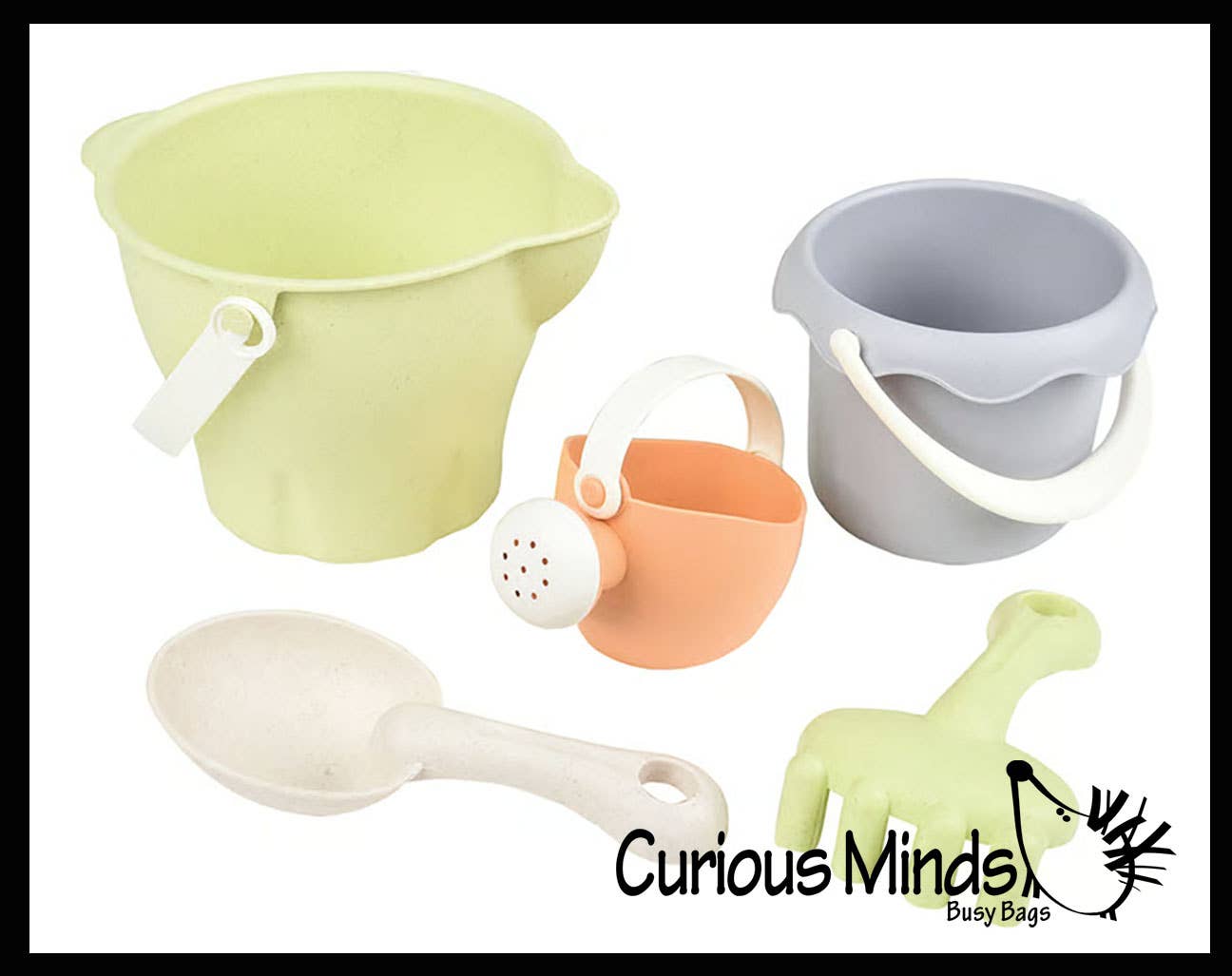 Curious Minds Toys - Wholesale Beach/Pool Toy - Kids & Baby - 5 Piece Sand Bucket Set - Durable Eco Wheat Straw Beach Buck6