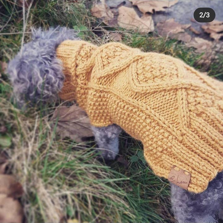 Leni Knits Limited - Wholesale Pet Sweater - Dog - Aran Diamond Cable Knit Dog Sweater6
