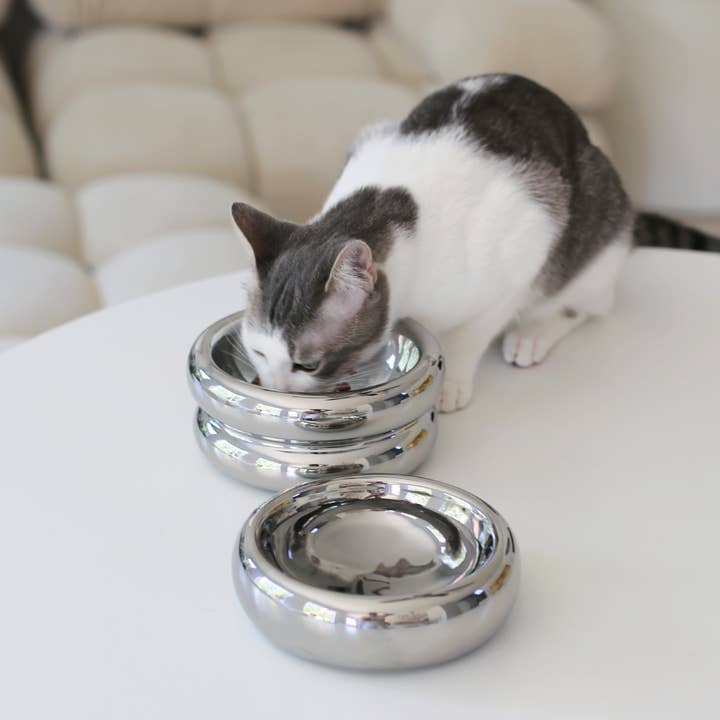 Catenary Home – wholesale Husdjursskål - Katt och hund – Chrome Upphöjd Halo Husdjursskål6