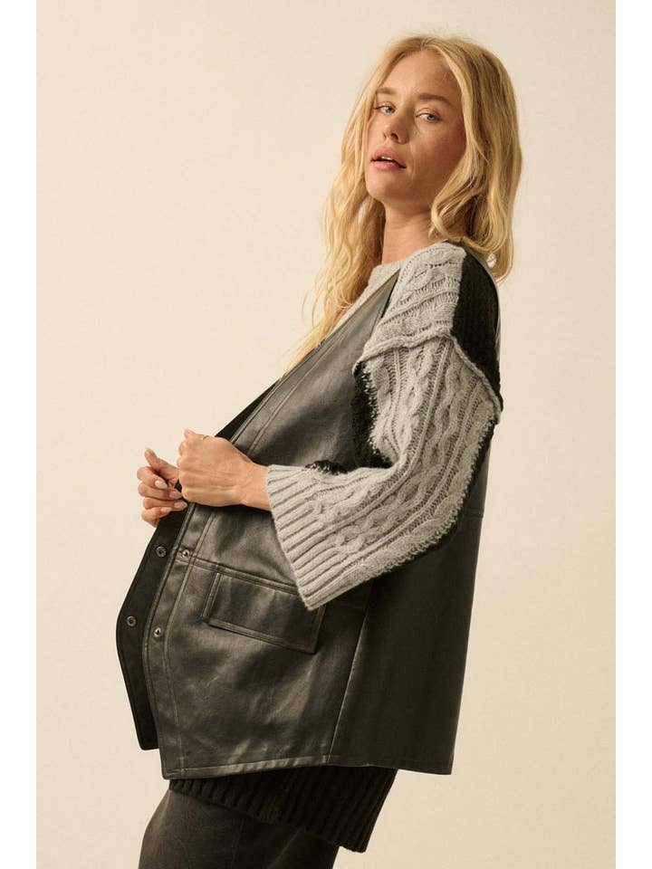 Promesa USA - Wholesale Outerwear Vest - Women's - Faux Leather Snap-Front Vest16