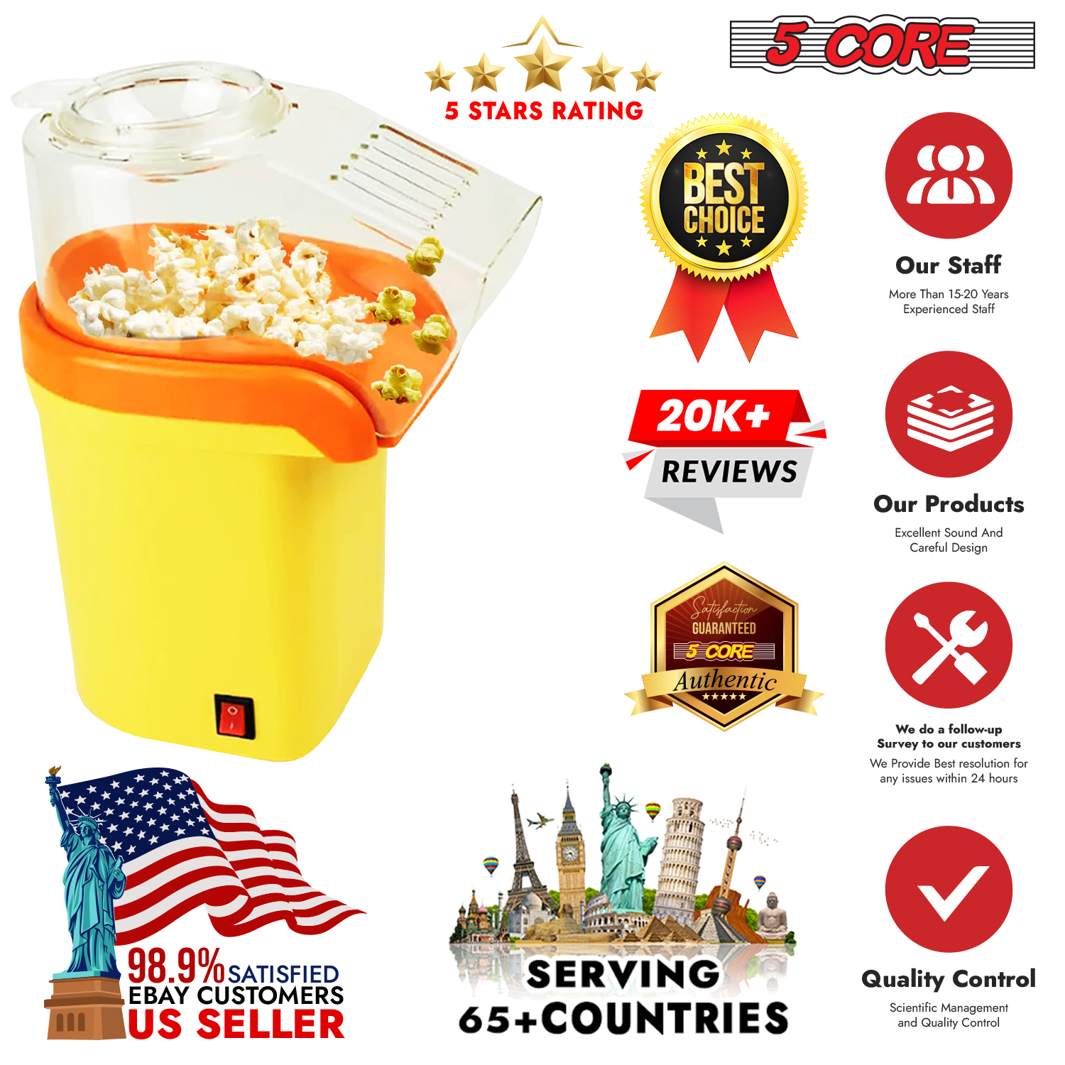 K Cube Inc - Wholesale Popcorn - 5Core Popcorn Machine Mini Portable Electric Hot Air Popper8