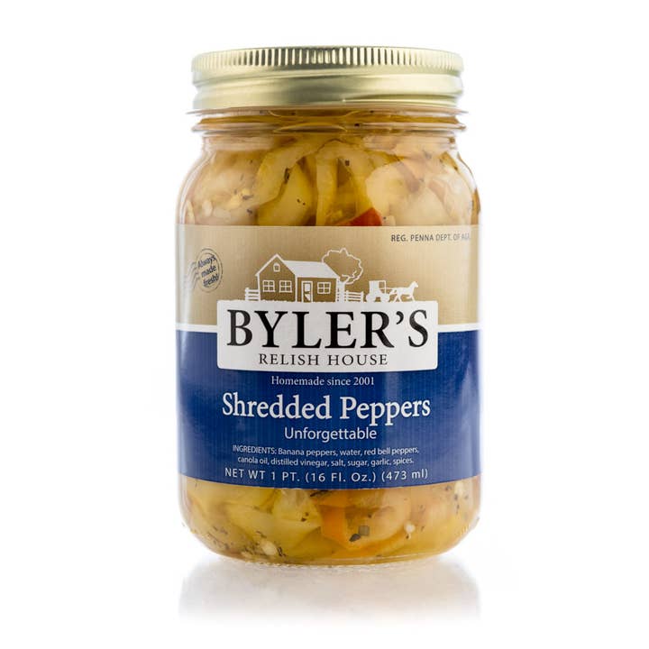 Byler's Shredded Peppers in Oil, 16 oz for wholesale by Byler Canning Co.