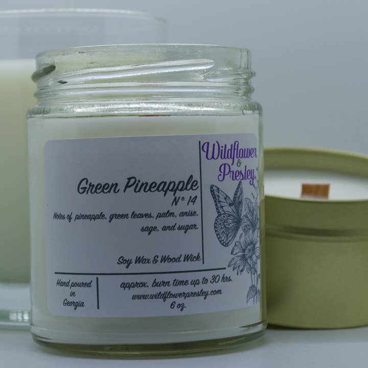 Green Pineapple Candle 7oz - Seasonal for wholesale by Wildflower & Presley