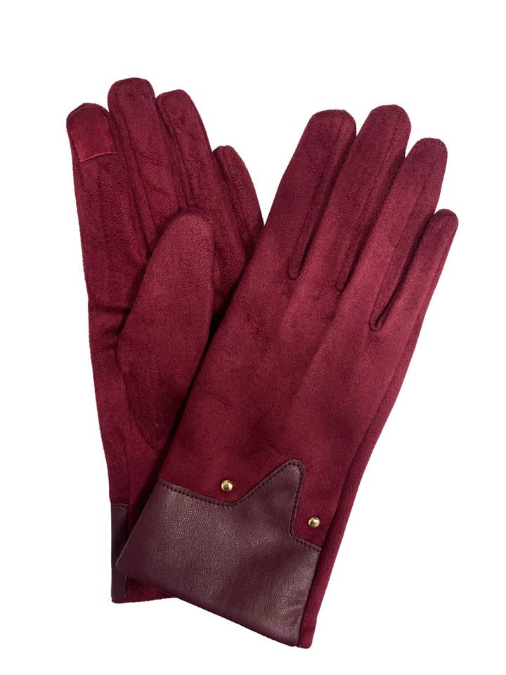 Suede Glove with Vegan Leather Trim for wholesale by Marcus Adler
