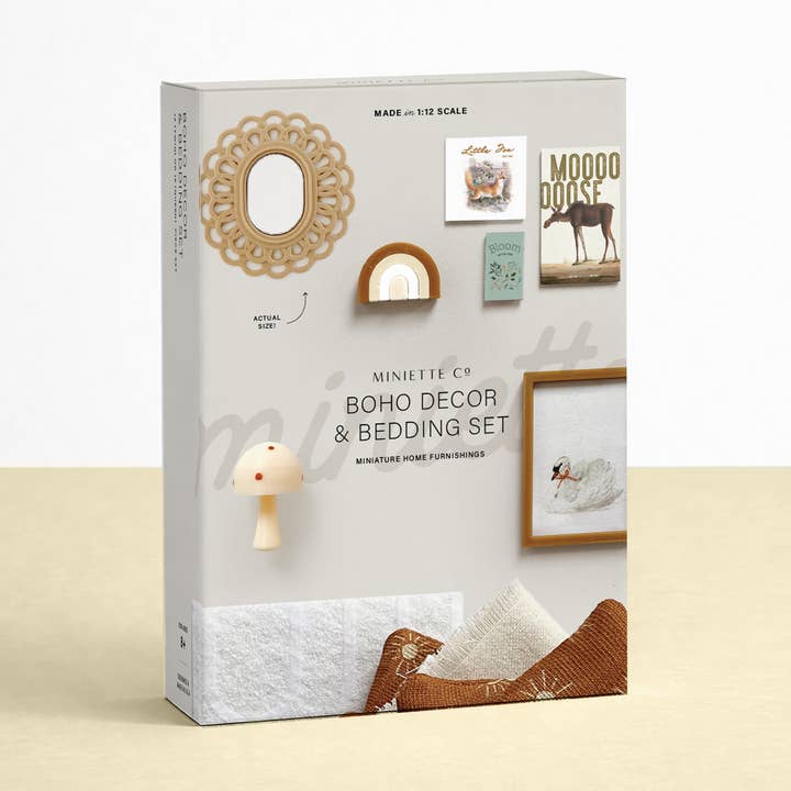 Boho Dollhouse Bedroom and Nursery Decor Set for wholesale by Miniette