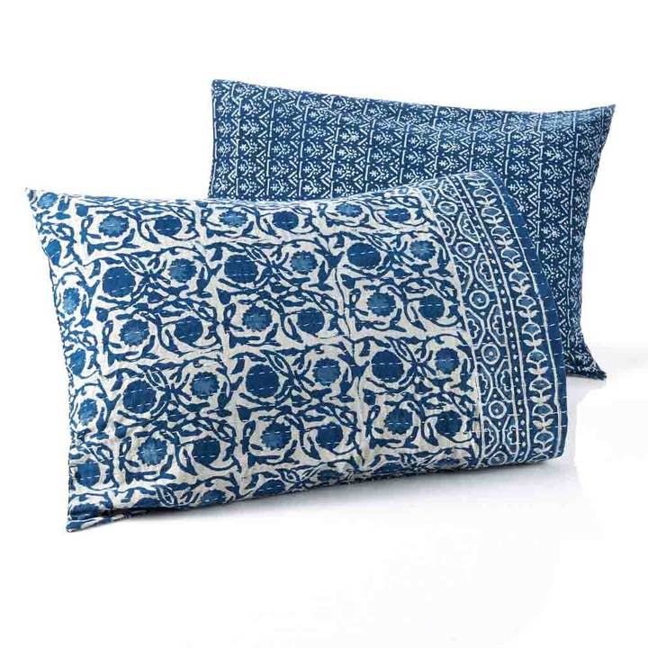 Floral Dabu King Pillow Shams - Set of 2 for wholesale by SERRV International