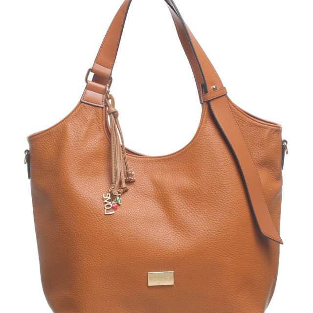 Bessie London - Wholesale Shoulder Bag - Women's - SHOPPER BAG WITH BAG CHARM