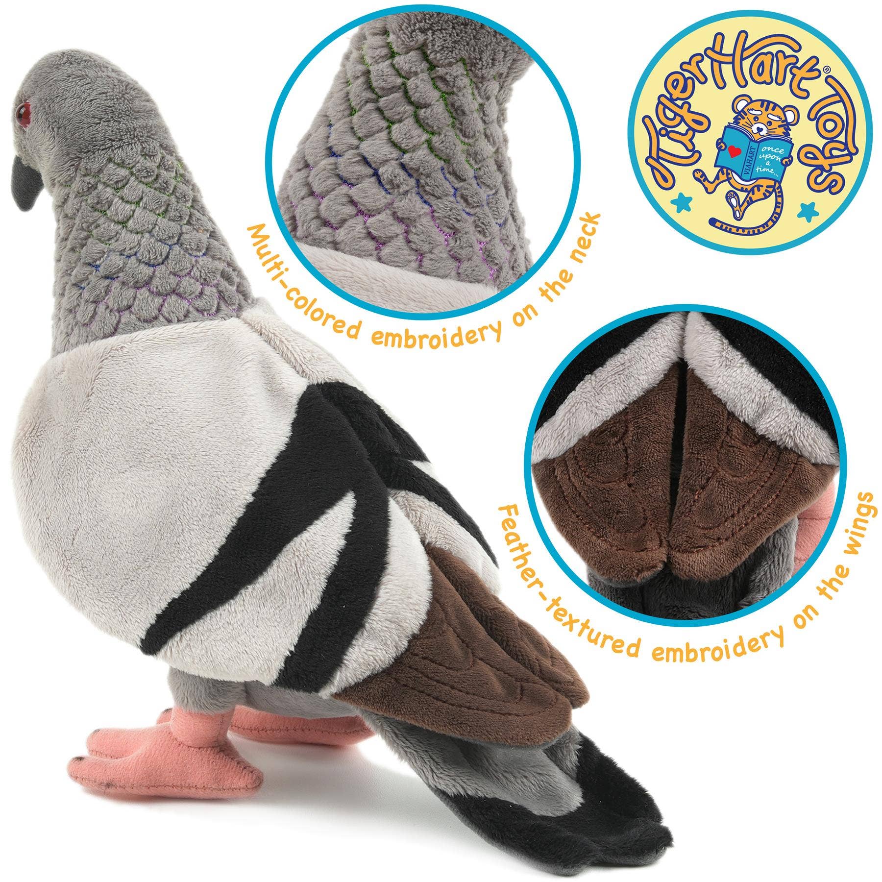 VIAHART Toy Co. - Vente Peluche – enfant et bébé - Pepper Le Pigeon - Peluche Oiseau de 21,5 cm4