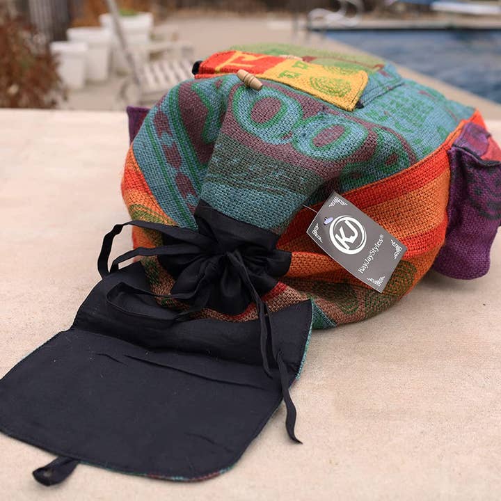 Lungta Imports - Wholesale Backpack - Women's - Hobo Hippie Recycled Jute Rice Bag Backpack Hand-Made Nepal