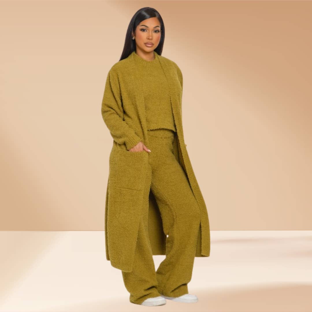 Celystrends - Vente Ensemble de vêtements d'intérieur – femme - Ensemble de 3 pièces Ensemble de détente douillet Teddy comme Skim5