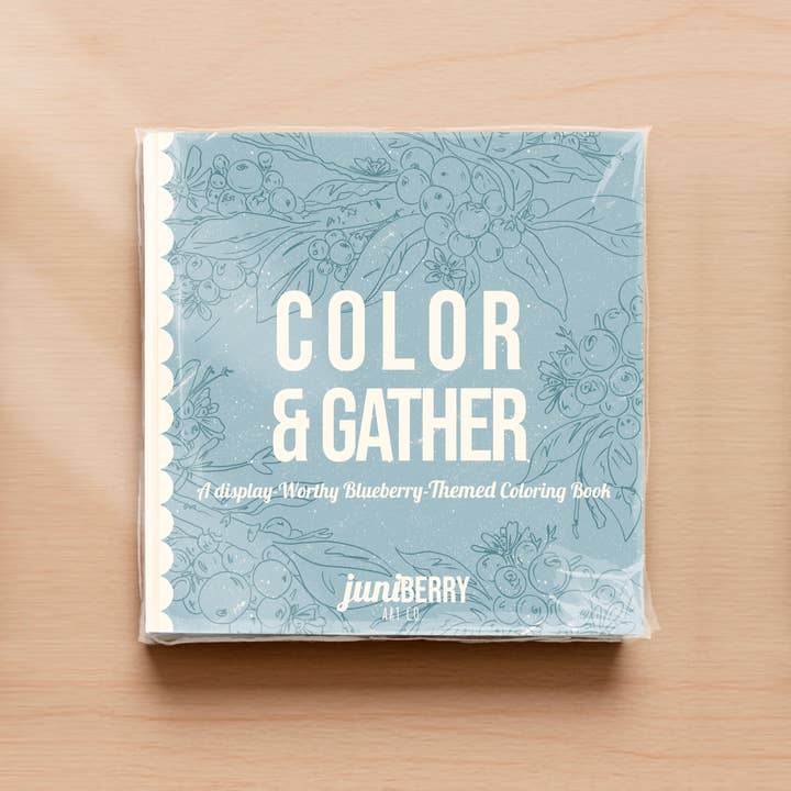 Color & Gather, A Display-Worthy Blueberry Coloring Book for wholesale by Juniberry Art Co