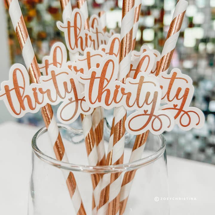 Zoey Christina - Wholesale Party Favor - Thirty Glitter Paper Straws (12-Pack) – 30th Birthday4