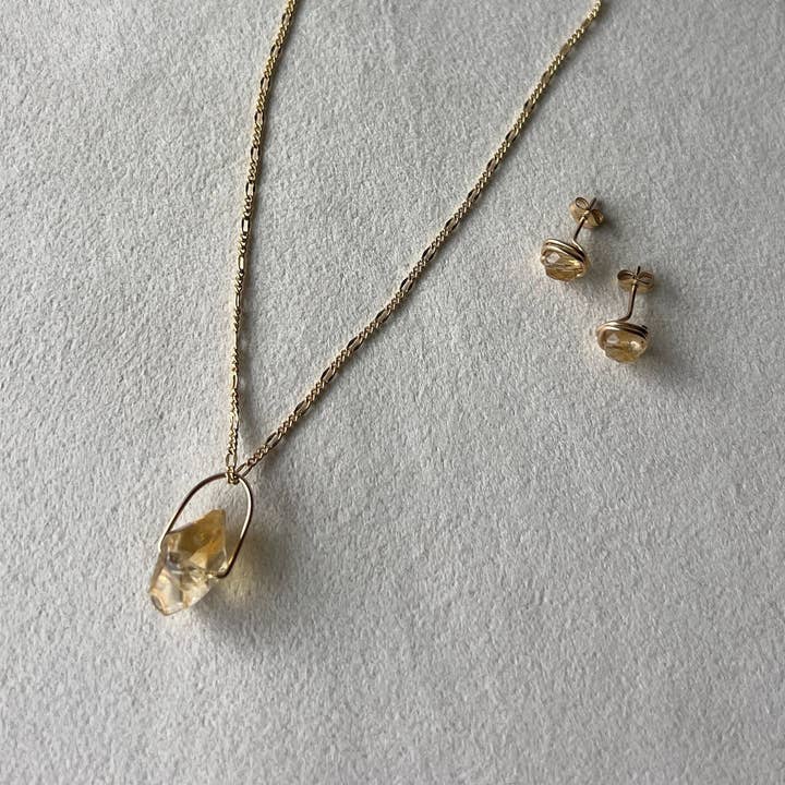 Citrine Jewelry Gift Set Necklace Earring Set for wholesale by AyaKazari