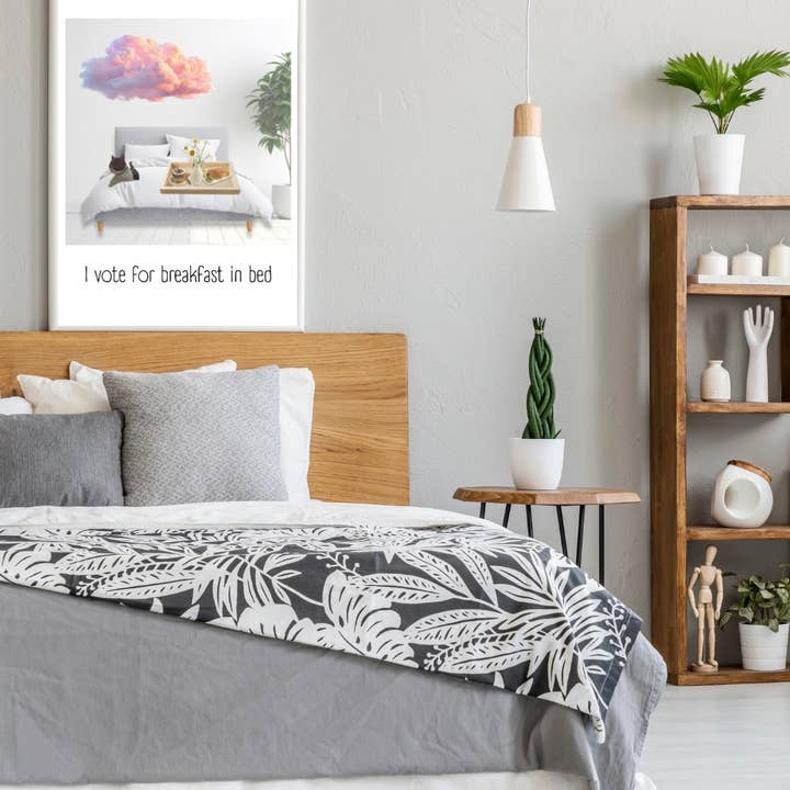 I vote for breakfast in bed wall art giclee print from original photography on Hahnemühle German Etching 310gsm paper for wholesale by The Life Cycle Design