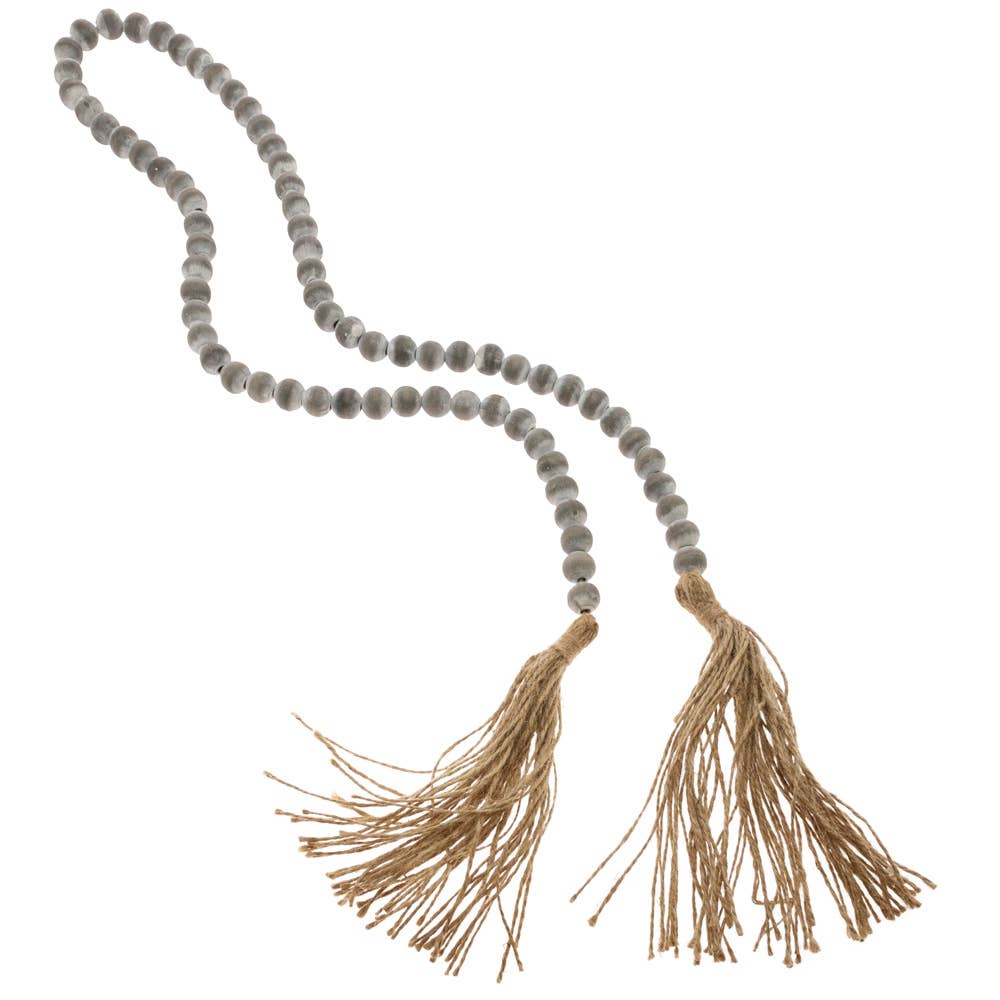 Boston International - Wholesale Decorative Tassel/Wall Drop - Grey Fall Beads W Hemp Tassle0