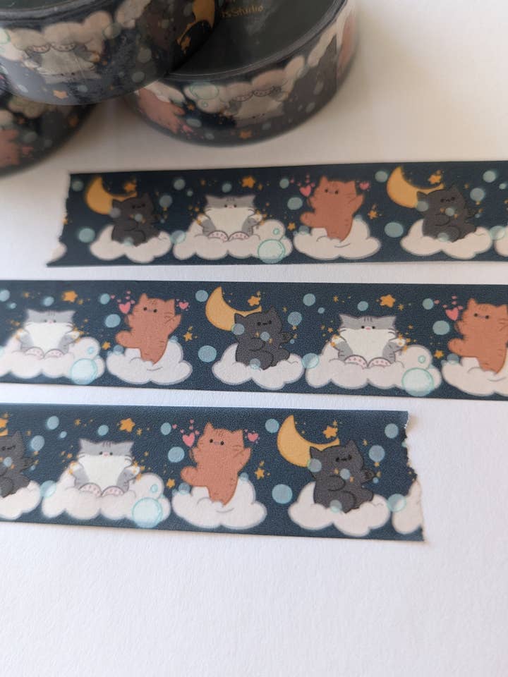 Bubble Cats Washi Tape for wholesale by Fruit Cats Studio