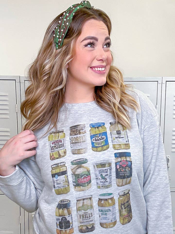 Pickle Obsessed Graphic Sweatshirt for wholesale by Sugar Stitch