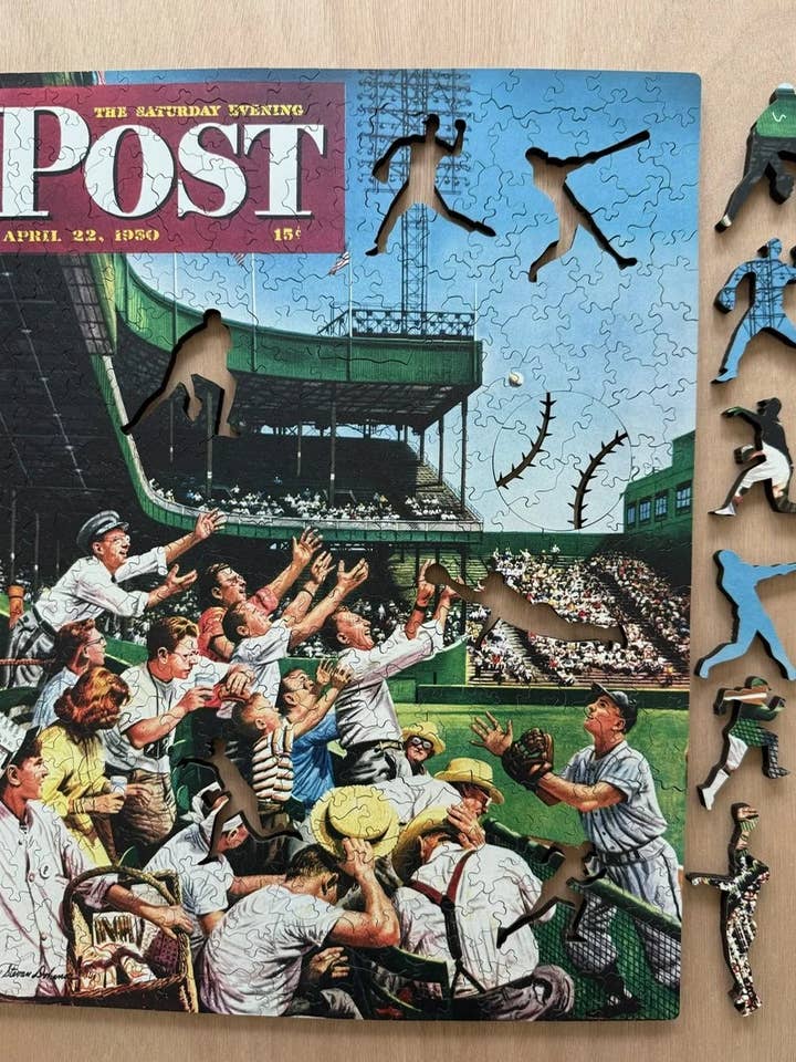 Baseball Wooden Jigsaw Puzzle - "Up for Grabs" for wholesale by PAR Puzzles
